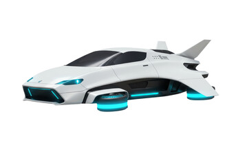 Isolated Futuristic Flying Car Concept with Sleek White Design © Luke