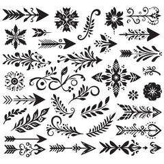 Arrows, floral designs vector elements