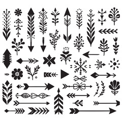 Arrows, floral designs vector elements