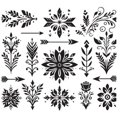 Arrows, floral designs vector elements