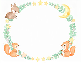 Fototapeta premium 森 動物 イラスト リース