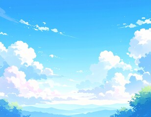 Fototapeta premium 空 自然 イラスト