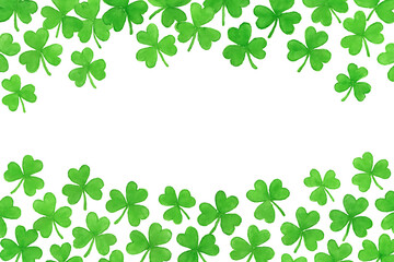 Green clover border isolated on transparent background