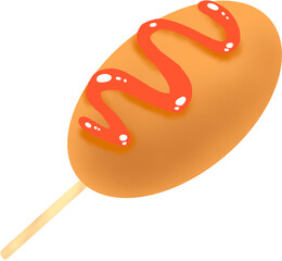 케찹이 뿌려진 핫도그 일러스트