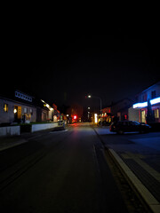 View of the night village in defocus