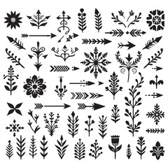 Arrows, floral designs vector elements