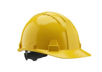 Fototapeta premium Yellow construction helmet safety gear isolated on transparent background