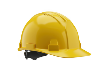 Yellow construction helmet safety gear isolated on transparent background