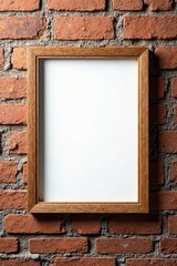 Empty wood frame on grunge brick wall Mockup , frame mockup, presentation