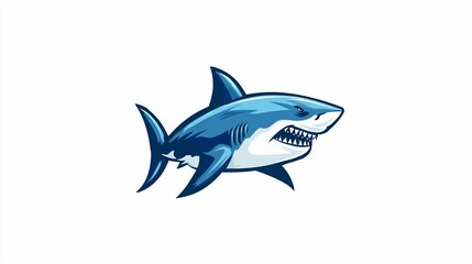 Fototapeta premium A detailed digital illustration of a shark with a toothy grin, isolated on white
