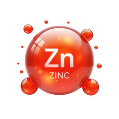 Zinc element symbol with droplets isolated on transparent background