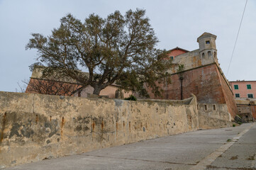 Rampart Walk with a Holm Oak and Corner Turret, Forte Stella, Portoferraio, Italy © Michal Plevko