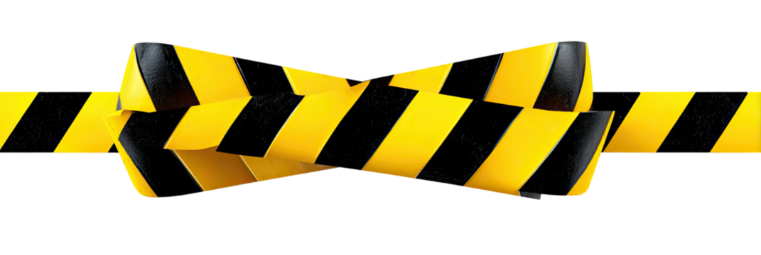 Yellow and black caution tape or barrier, a stylized graphic