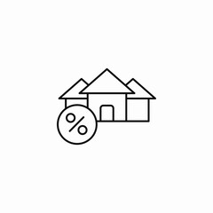 mortgage percent house icon sign vector