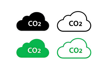 Obraz premium Co2 carbon dioxide emission cloud icons for environmental pollution concept 