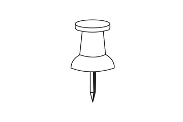A 3D rendering of a red plastic push pin also known as a thumbtack is isolated on a white background