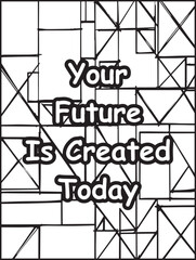 Printable coloring page for kids and adults: Mosaic pattern background: Motivational words to color