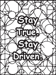 Printable coloring page for kids and adults: Mosaic pattern background: Motivational quote to color
