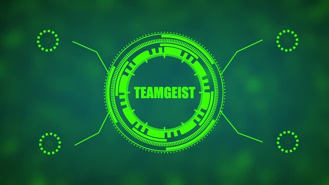Futuristic Neon Green H U D Element with Team Gear Text Overlay and Bokeh Background