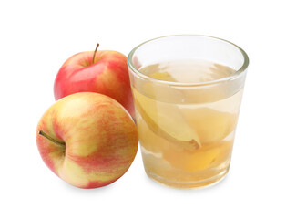 Tasty compot with apples isolated on white