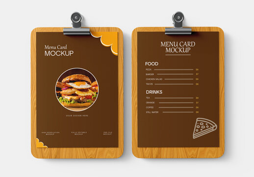 Editable Menu Card Mockup design