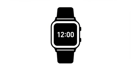 Minimalist smartwatch illustration displaying midday time on white background