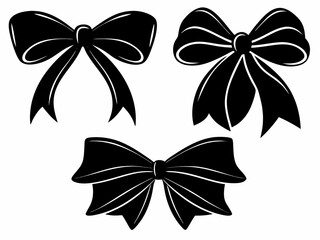 Black Bows and Ribbons Silhouette Set