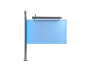 Illuminated Signage with Blue Glow