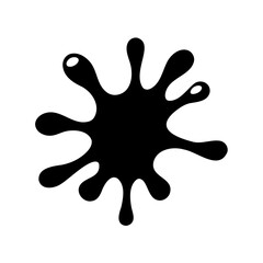 Single Black Ink Splatter or Paint Splash Isolated on White Background