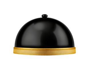 Elegant Black Cloche with Gold Trim for Fine Dining