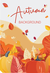  Autumn Social media stories and post template vector . Cover background with Abstract shape and floral. Autumn banner Vector illustration