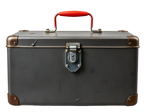 Vintage Toolbox with Red Handle