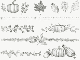  Autumn Banner Elements &ndash; Flat Modern Vector Clipart