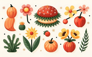 Vibrant japanese summer festival elements collection. High quality