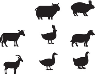 Fototapeta premium Black Silhouettes of Various Animals