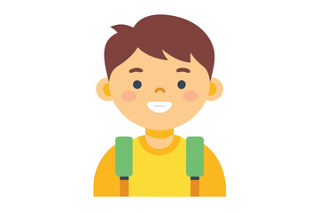 Cheerful vector of a smiling boy with a backpack—featuring vibrant colors and a playful look, perfect for educational themes, kids’ content, and youthful, engaging design projects.