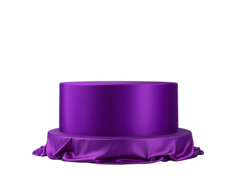 Purple Cylinder Podium with Drape