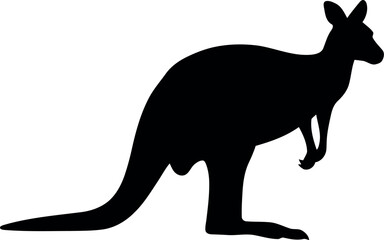 Black kangaroo silhouette on white background