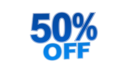 50% off discount label, isolated on transparent background