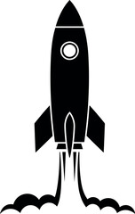 Black rocket launching silhouette