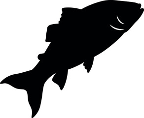 Black fish silhouette simple aquatic icon