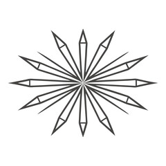 Obraz premium Abstract Radial Starburst Pattern with Sharp Symmetrical Spikes in Monochrome