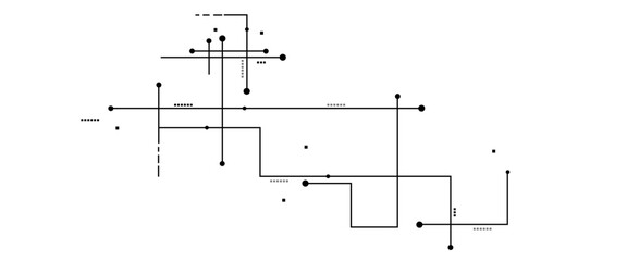Vector modern white and black abstract background with Connected lines and dots.