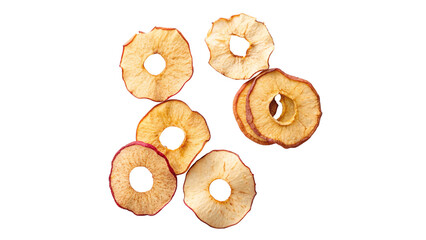 rings of dried apple isolated on transparent background	