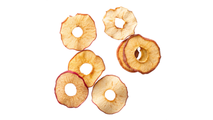 rings of dried apple isolated on transparent background	