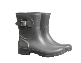 Gray Rubber Rain Boots - Weatherproof Footwear