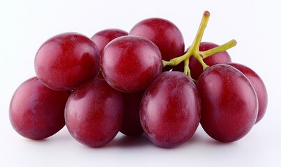 Red grapes bunch isolated on a white background, showcasing the rich, fresh texture of the fruit, perfect for food photography or health-related themes, Generative AI