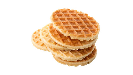 homemade round waffles isolated on transparent background	