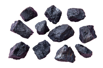 Close-up view of various dark gray, angular rock fragments
