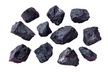 Close-up view of various dark gray, angular rock fragments